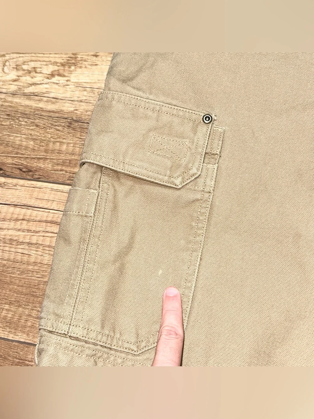 Duluth Trading Co Carpenter Cargo Khaki Heavyweight Army Workwear Shorts Mens 40
